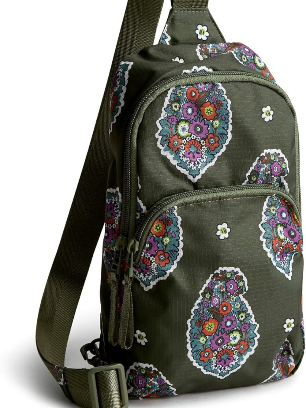 Vera Bradley Kew Gardens Green Small Lorman Sling Backpack/NWT